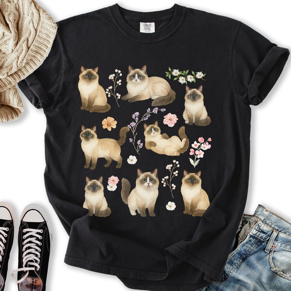 Boho Floral Ragdoll - Adult & Kids T-Shirts, Sweatshirts & Hoodies apparel design preview 2
