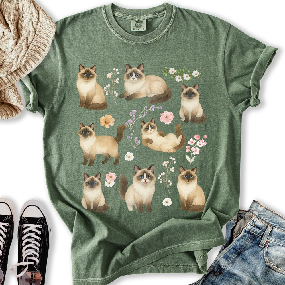 Boho Floral Ragdoll - Adult & Kids T-Shirts, Sweatshirts & Hoodies apparel design preview 1