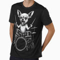 Rock Chihuahua Drummer Fierce Metal Dog on Drums - Adult & Kids T-Shirts, Sweatshirts & Hoodies apparel design preview 1