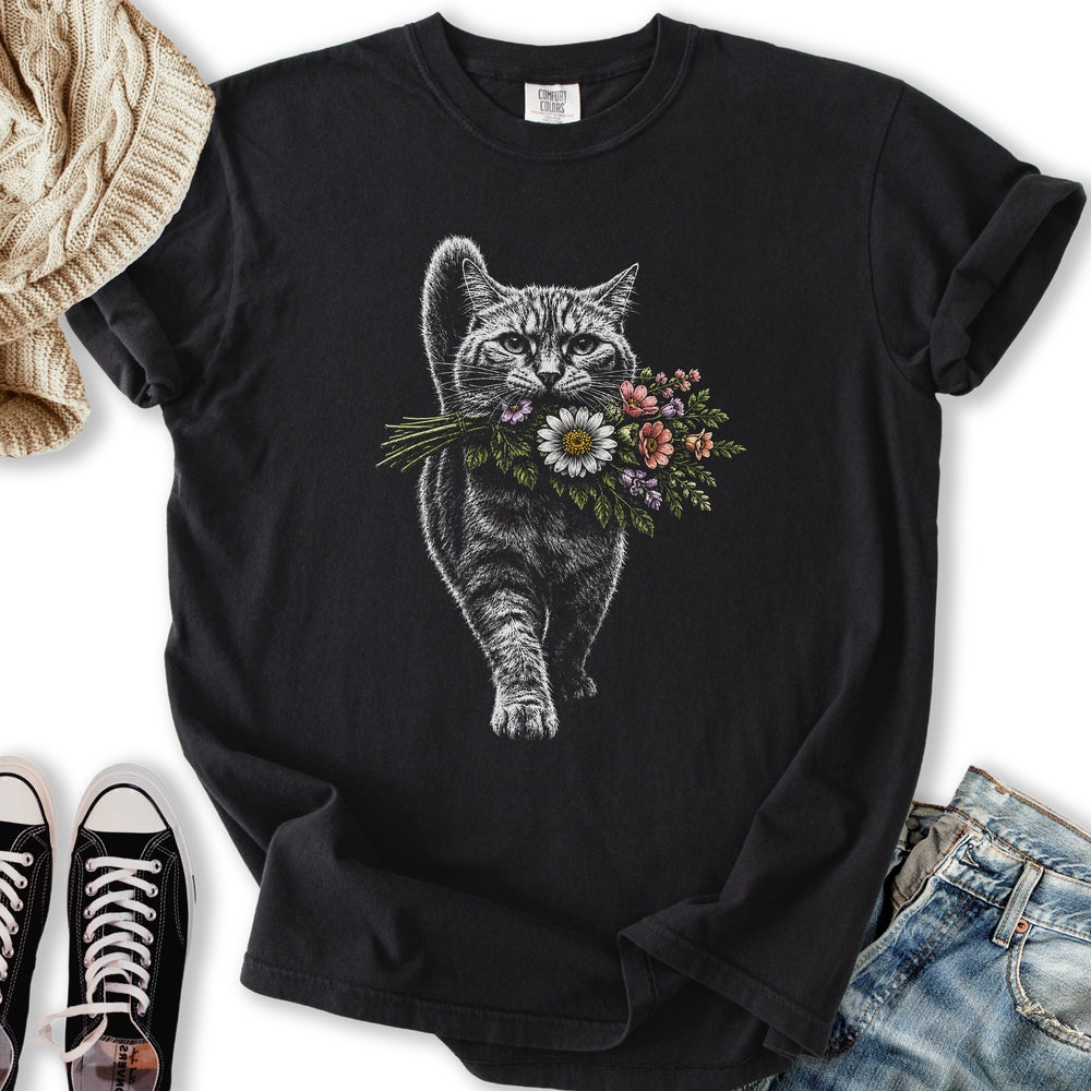 Cat With Flowers - Adult & Kids T-Shirts, Sweatshirts & Hoodies apparel design preview 1