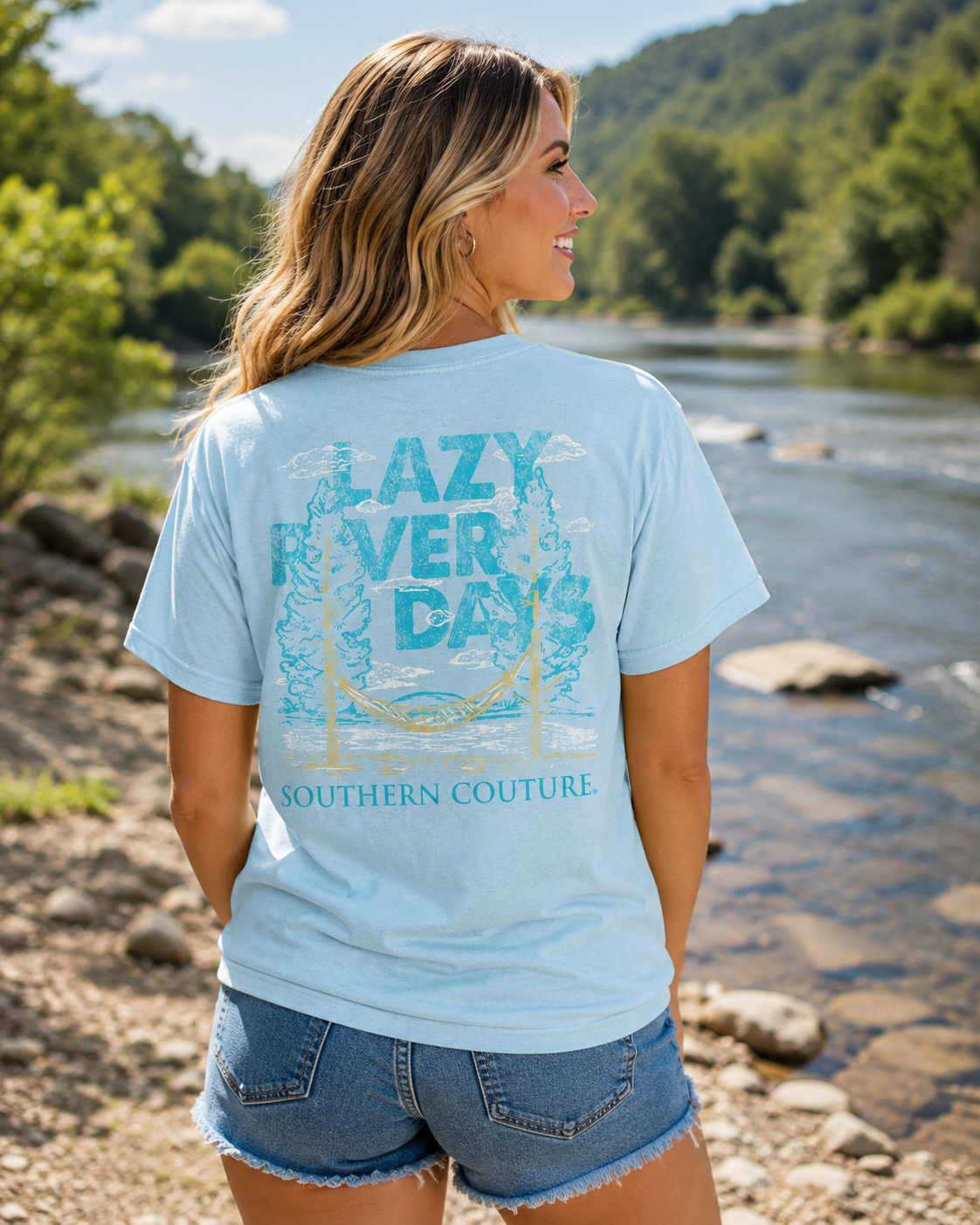 SALE Southern Couture Lazy River Days Comfort Colors - Adult & Kids T-Shirts, Sweatshirts & Hoodies apparel design preview 1