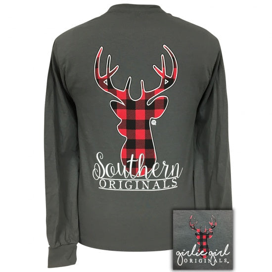 Girlie Girl Originals Preppy Plaid Deer - Adult & Kids T-Shirts, Sweatshirts & Hoodies apparel design preview 2