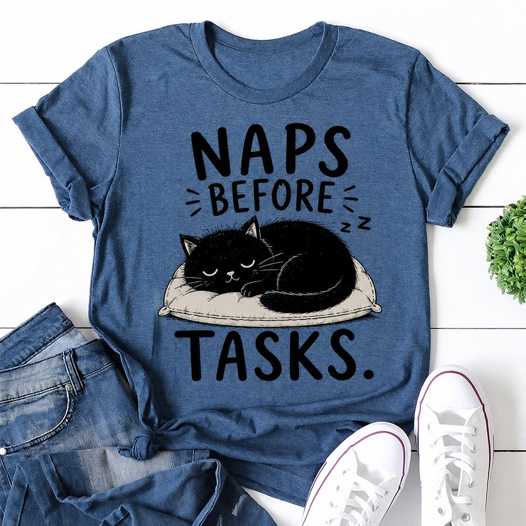 Naps Before Tasks Cat Print Women Slogan - Adult & Kids T-Shirts, Sweatshirts & Hoodies apparel design preview 1