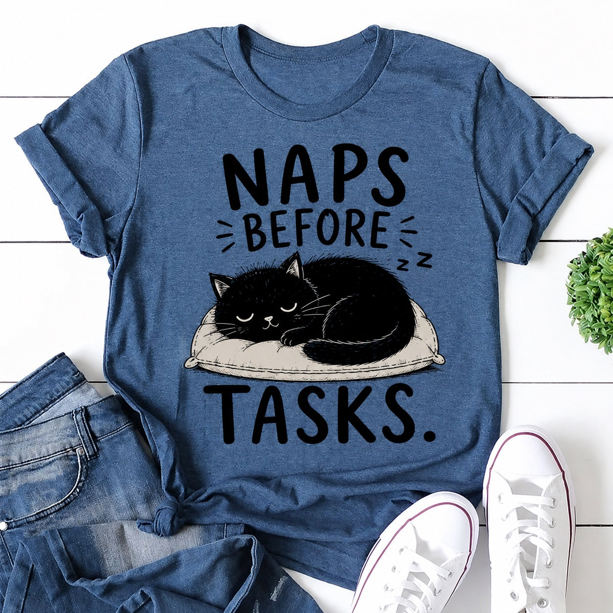 Naps Before Tasks Cat Print Women Slogan - Adult & Kids T-Shirts, Sweatshirts & Hoodies apparel design preview 1