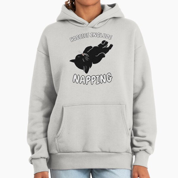 Hobbies Include Napping Sleeping Black Cat - Adult & Kids T-Shirts, Sweatshirts & Hoodies apparel design preview 1
