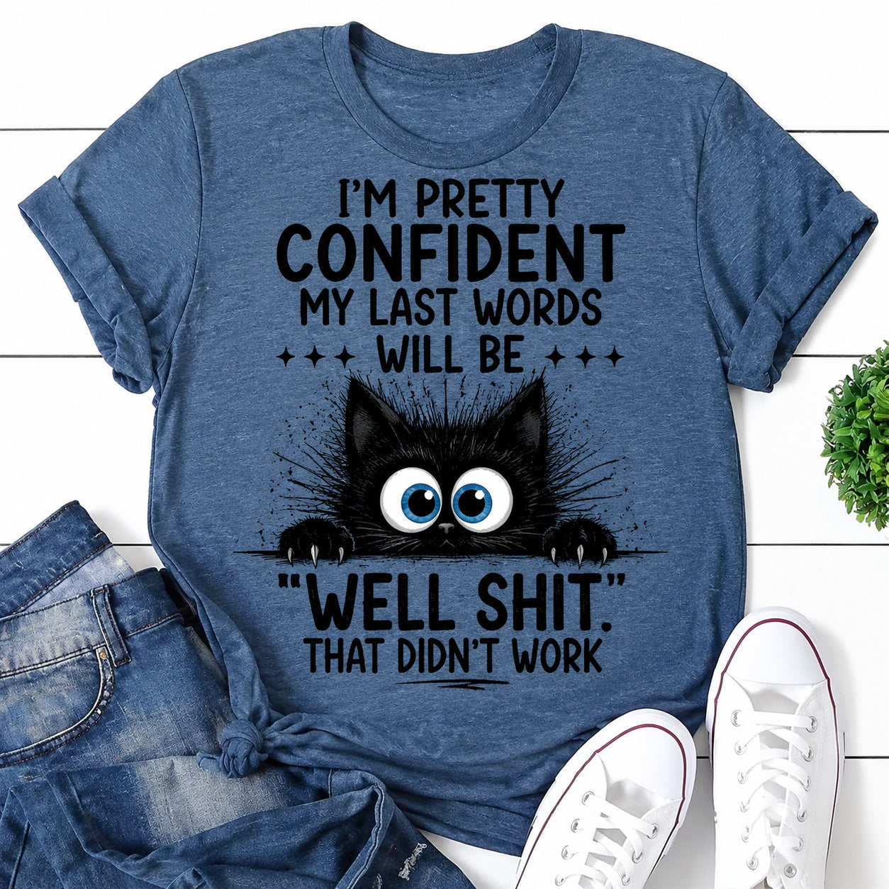 I'm Pretty Confident Cat Print Women Slogan - Adult & Kids T-Shirts, Sweatshirts & Hoodies apparel design preview 1