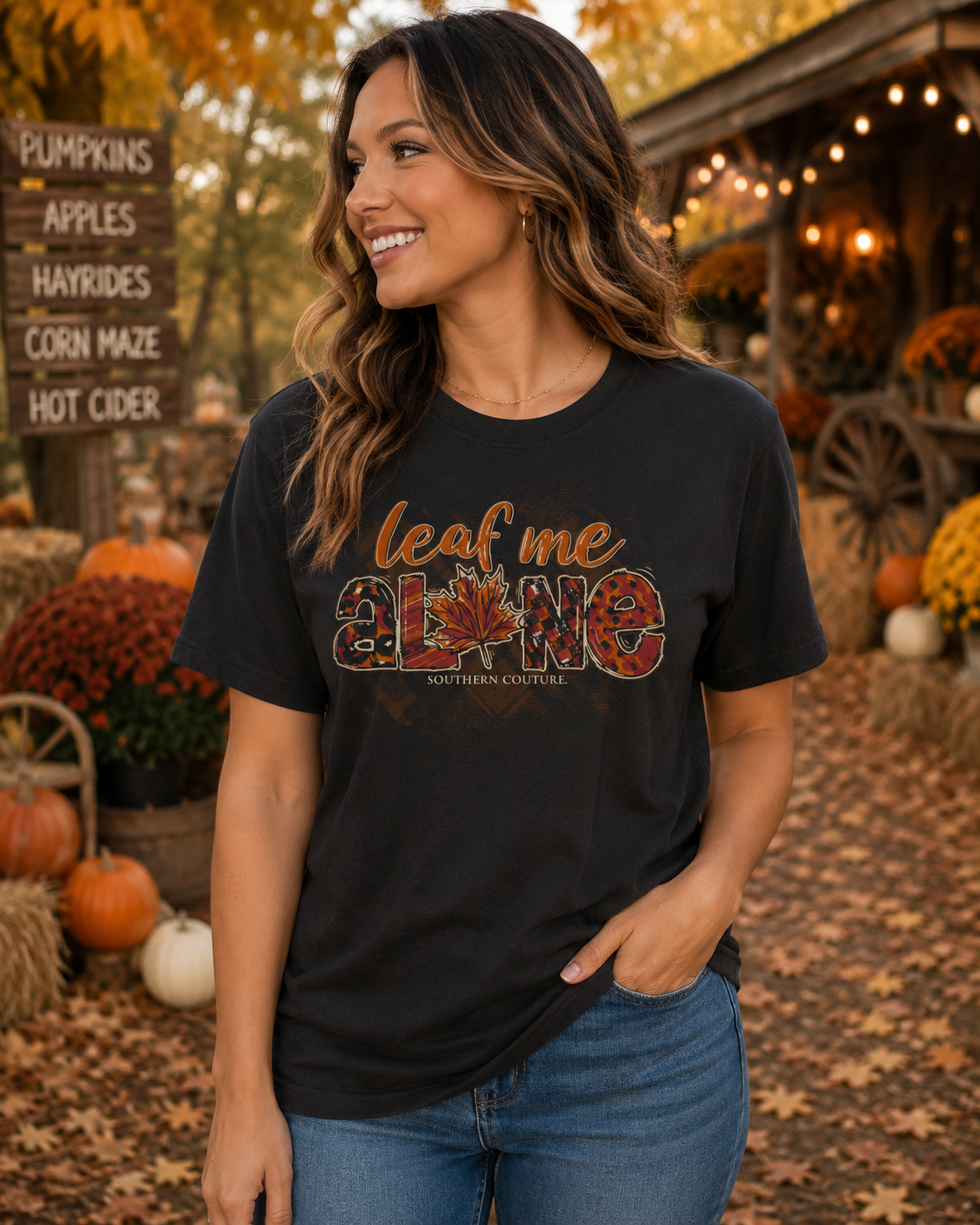 Southern Couture Leaf Me Alone Fall Soft - Adult & Kids T-Shirts, Sweatshirts & Hoodies apparel design preview 1