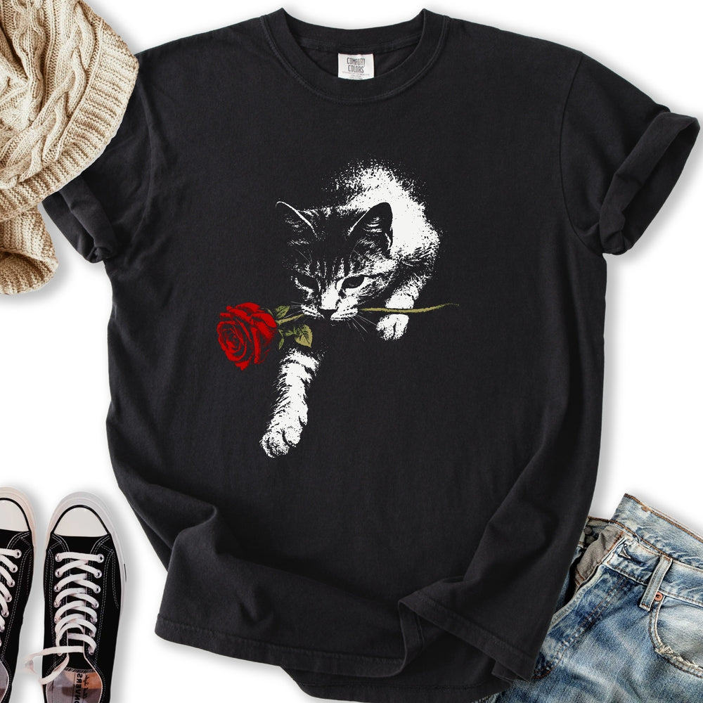 Cat and Rose - Adult & Kids T-Shirts, Sweatshirts & Hoodies apparel design preview 1