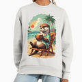 Vintage Tropical Otter Drinking Coconut Illustration - Adult & Kids T-Shirts, Sweatshirts & Hoodies apparel design preview 1