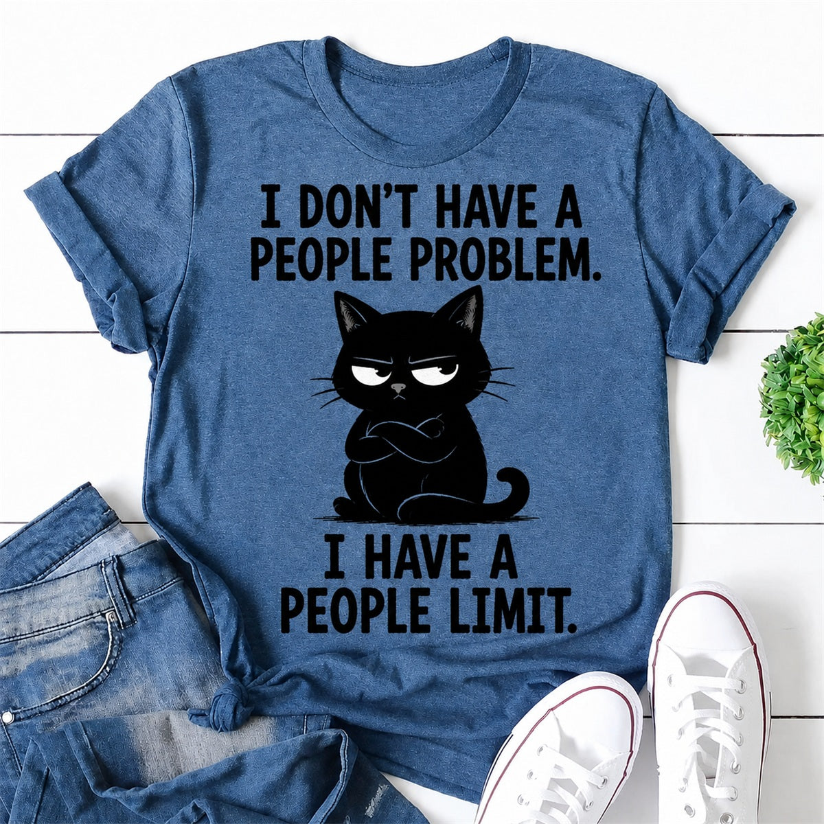 I Don't Have A People Problem Cat Print Women Slogan - Adult & Kids T-Shirts, Sweatshirts & Hoodies apparel design preview 1