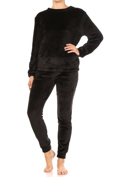 Black Thick Fur Fuzzy Plush Lounge Pajama Set Pants - Adult & Kids T-Shirts, Sweatshirts & Hoodies apparel design preview 1
