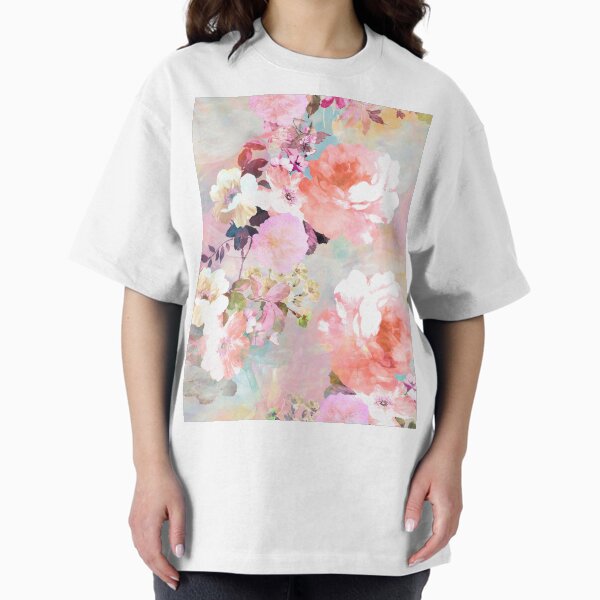 Romantic Pink Teal Watercolor Chic Floral Pattern - Adult & Kids T-Shirts, Sweatshirts & Hoodies apparel design preview 1
