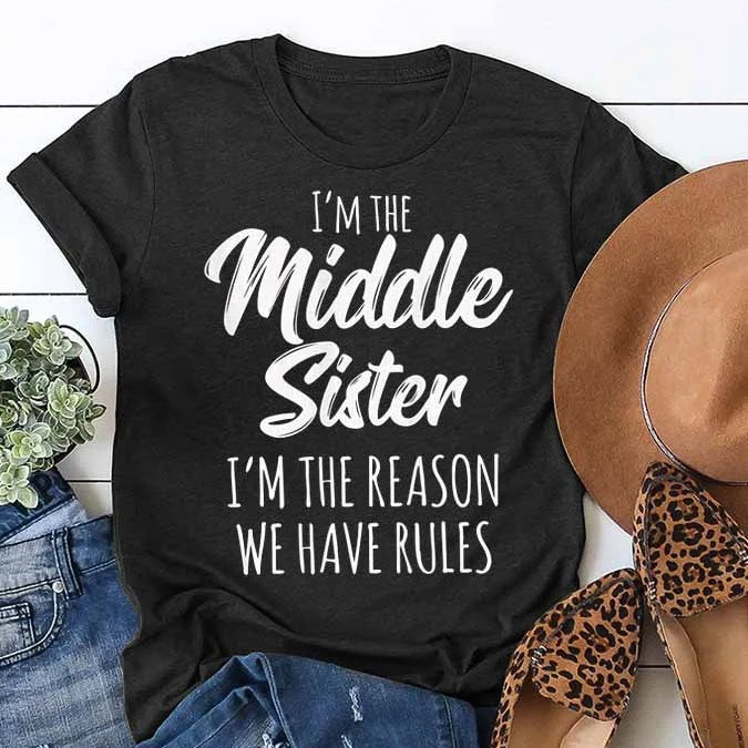 I Am The Middle Sister Fashion Letter Print Women - Adult & Kids T-Shirts, Sweatshirts & Hoodies apparel design preview 4