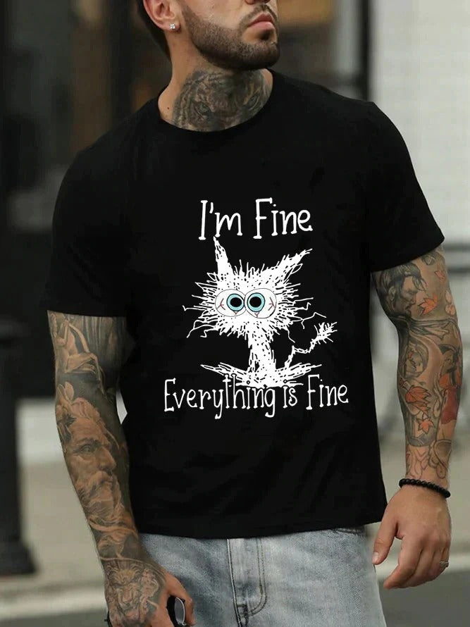 I'm Fine Everything Is Print Men Slogan - Adult & Kids T-Shirts, Sweatshirts & Hoodies apparel design preview 2