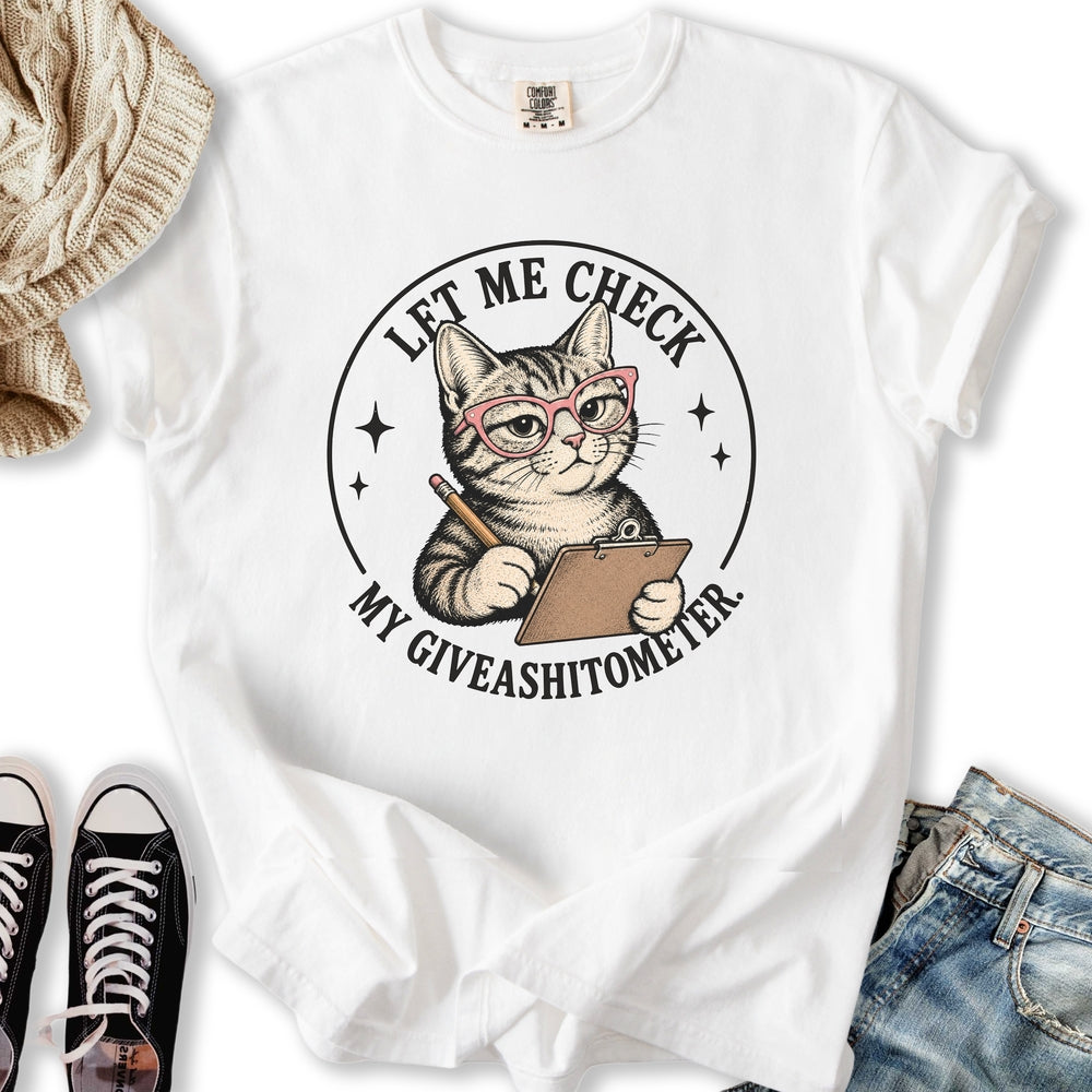 Giveashitometer Cat - Adult & Kids T-Shirts, Sweatshirts & Hoodies apparel design preview 2