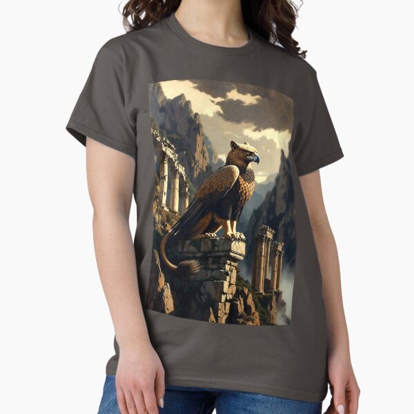 Fantasy Griffin Watching the Ruins - Adult & Kids T-Shirts, Sweatshirts & Hoodies apparel design preview 1