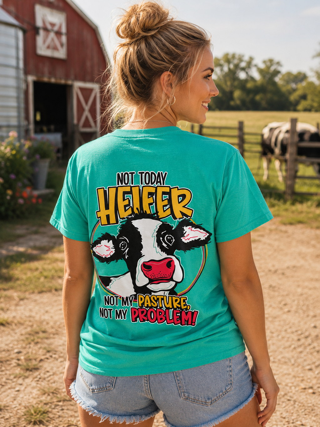 Southern Chics Not Today Heifer Cow Comfort Colors - Adult & Kids T-Shirts, Sweatshirts & Hoodies apparel design preview 1