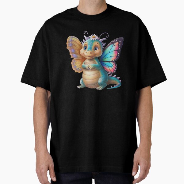 Cute dragon smiling fantasy with butterfly wings - Adult & Kids T-Shirts, Sweatshirts & Hoodies apparel design preview 1