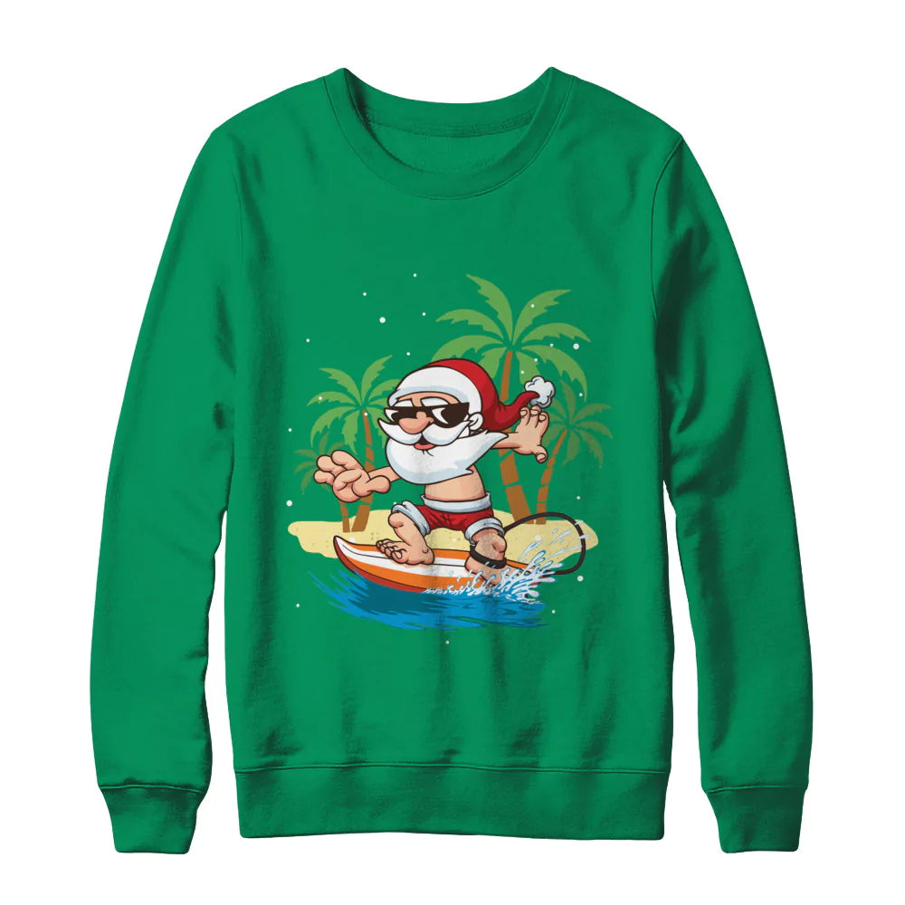 Santa surfing hawaiian Christmas sweater product image 4