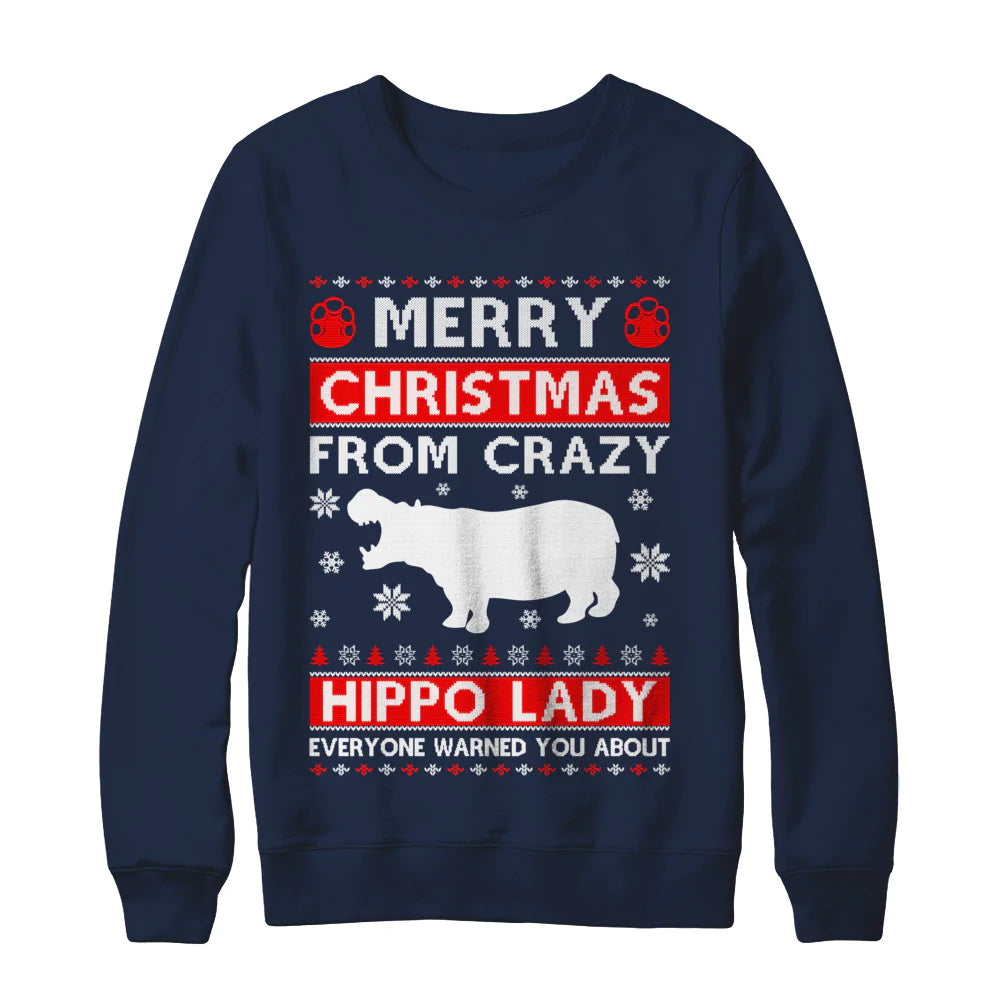 Merry christmas from crazy hippo Christmas sweater product image 4