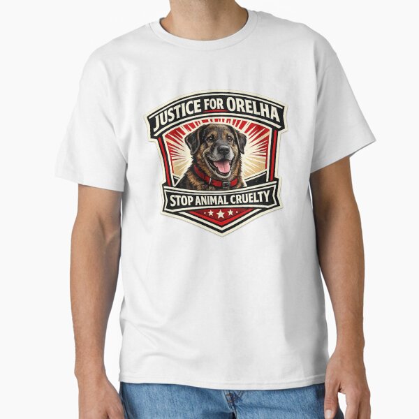 Justice for Orelha Stop Animal Cruelty Dog Badge - Adult & Kids T-Shirts, Sweatshirts & Hoodies apparel design preview 1