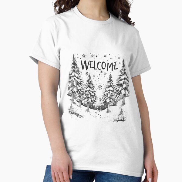 Welcome Winter Forest Snowy Trees Christmas Black and - Adult & Kids T-Shirts, Sweatshirts & Hoodies apparel design preview 1