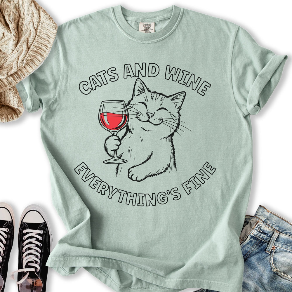 Cats and Wine LineArt - Adult & Kids T-Shirts, Sweatshirts & Hoodies apparel design preview 2