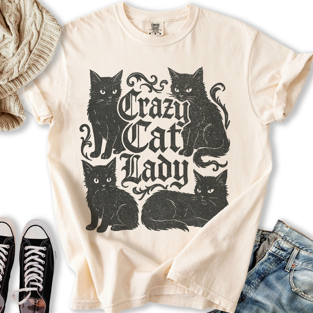 Vintage Crazy Black Cat Lady - Adult & Kids T-Shirts, Sweatshirts & Hoodies apparel design preview 1
