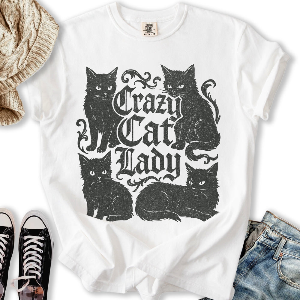 Vintage Crazy Black Cat Lady - Adult & Kids T-Shirts, Sweatshirts & Hoodies apparel design preview 2