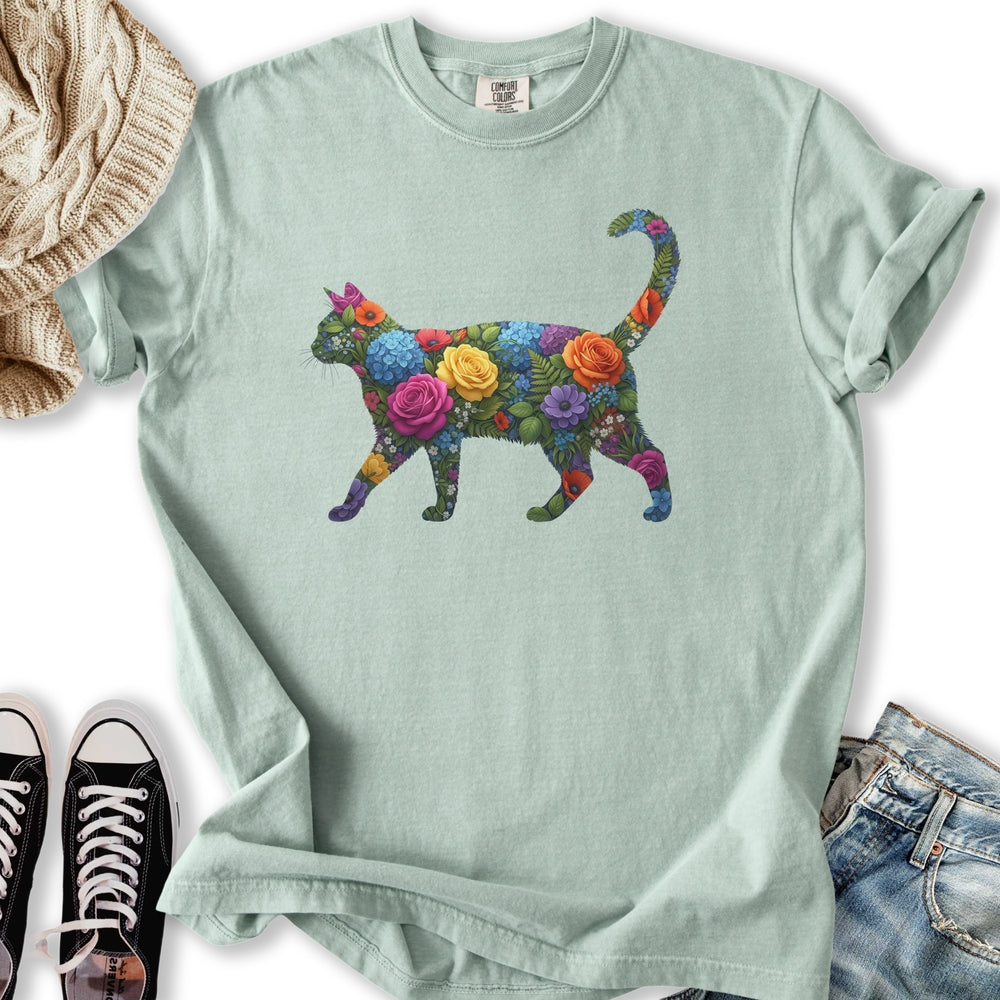 Bright Floral Cat - Adult & Kids T-Shirts, Sweatshirts & Hoodies apparel design preview 2