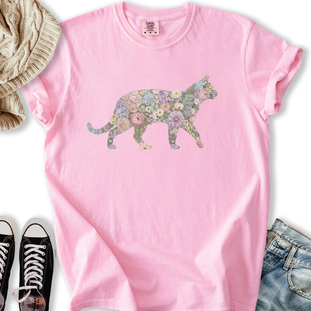 Pastel Floral Cat - Adult & Kids T-Shirts, Sweatshirts & Hoodies apparel design preview 2