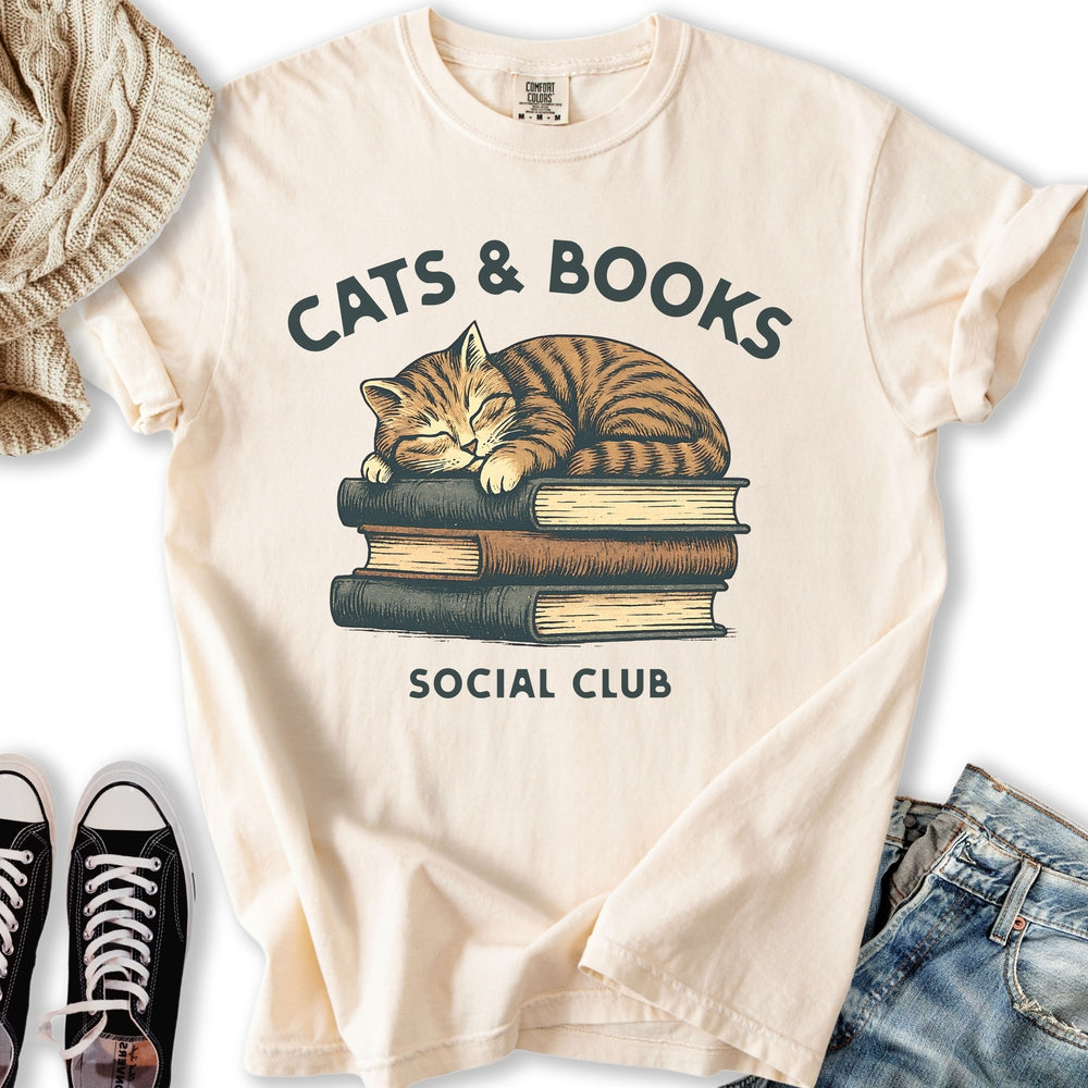 Cats Books Social Club - Adult & Kids T-Shirts, Sweatshirts & Hoodies apparel design preview 2