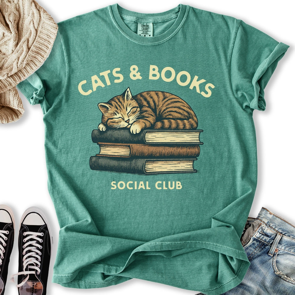 Cats Books Social Club - Adult & Kids T-Shirts, Sweatshirts & Hoodies apparel design preview 1