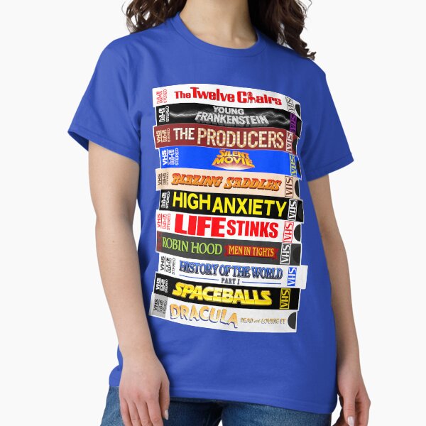 Mel Brooks VHS Movie Filmography Stack - Adult & Kids T-Shirts, Sweatshirts & Hoodies apparel design preview 1