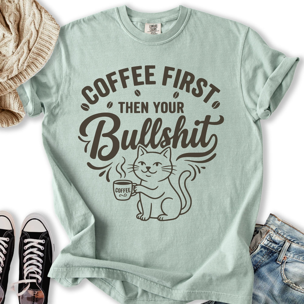 Coffee First Cat - Adult & Kids T-Shirts, Sweatshirts & Hoodies apparel design preview 2