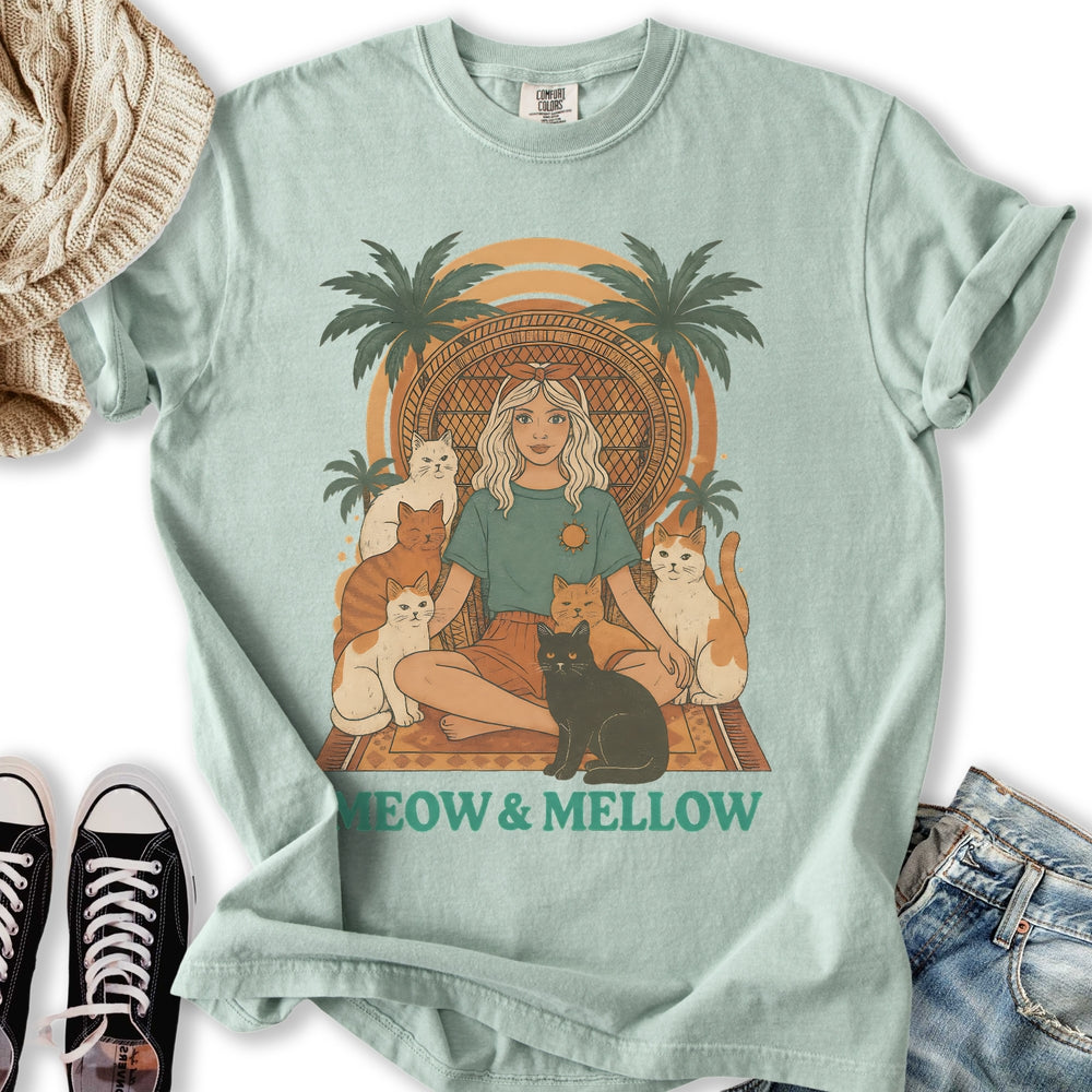 Meow and Mellow Cat - Adult & Kids T-Shirts, Sweatshirts & Hoodies apparel design preview 2
