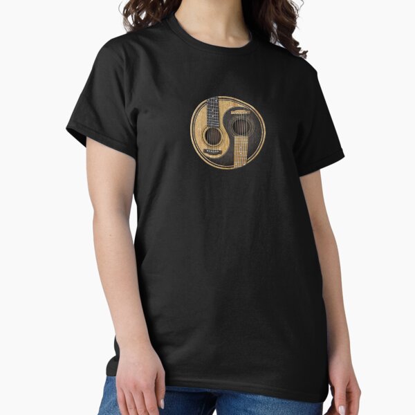 Old and Worn Acoustic Guitars Yin Yang - Adult & Kids T-Shirts, Sweatshirts & Hoodies apparel design preview 1