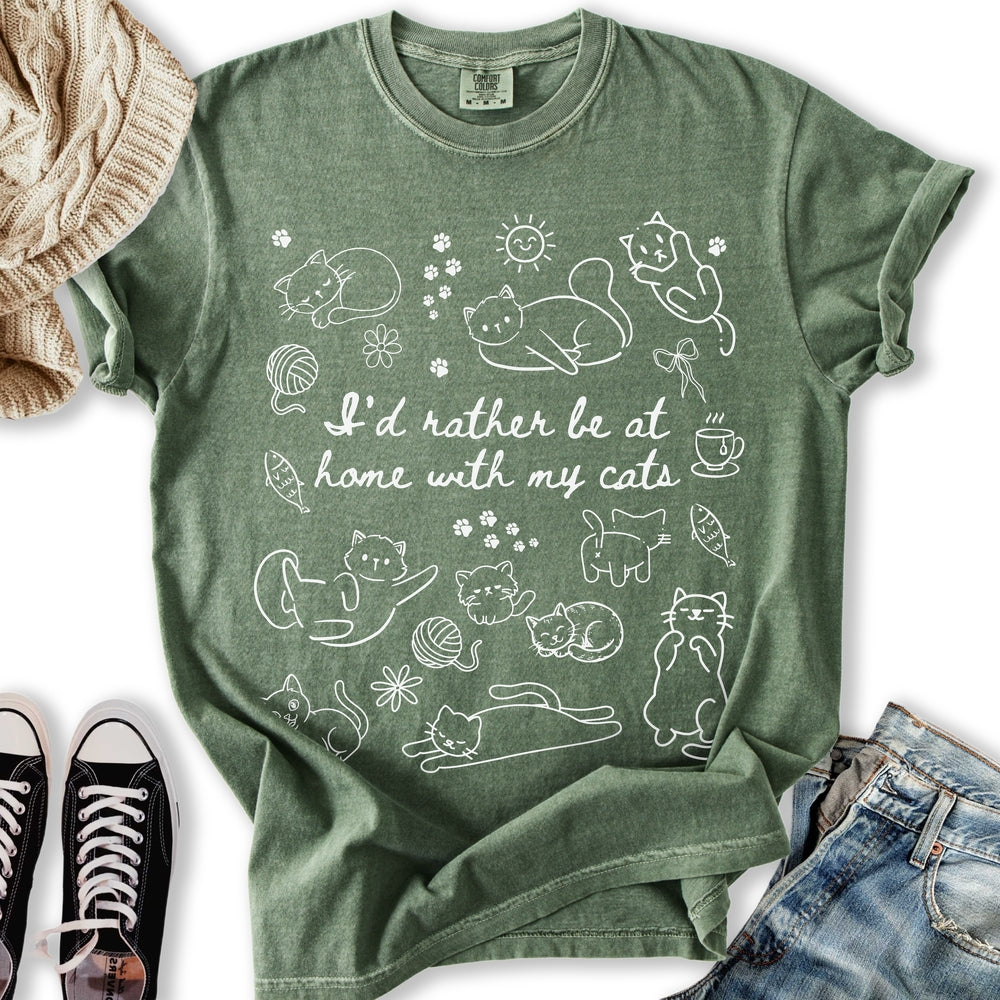 Home with my Cats - Adult & Kids T-Shirts, Sweatshirts & Hoodies apparel design preview 1