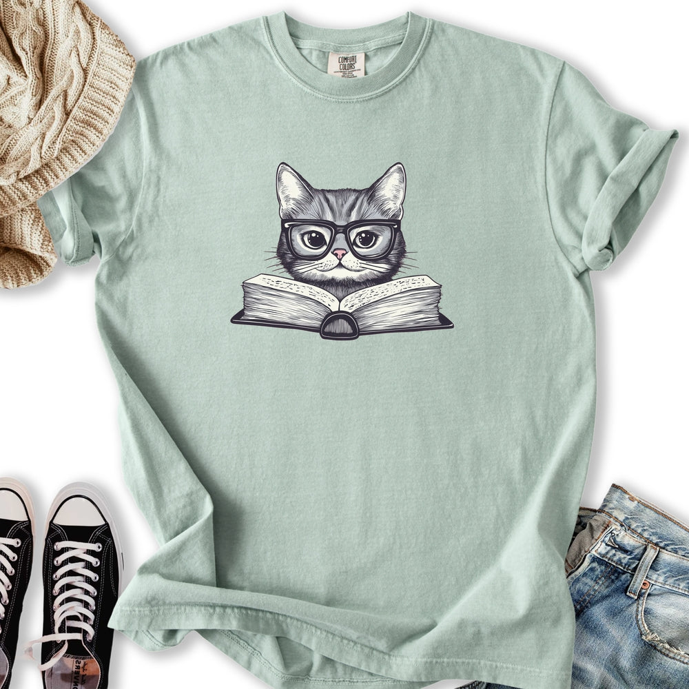 Cute Reading Cat - Adult & Kids T-Shirts, Sweatshirts & Hoodies apparel design preview 2