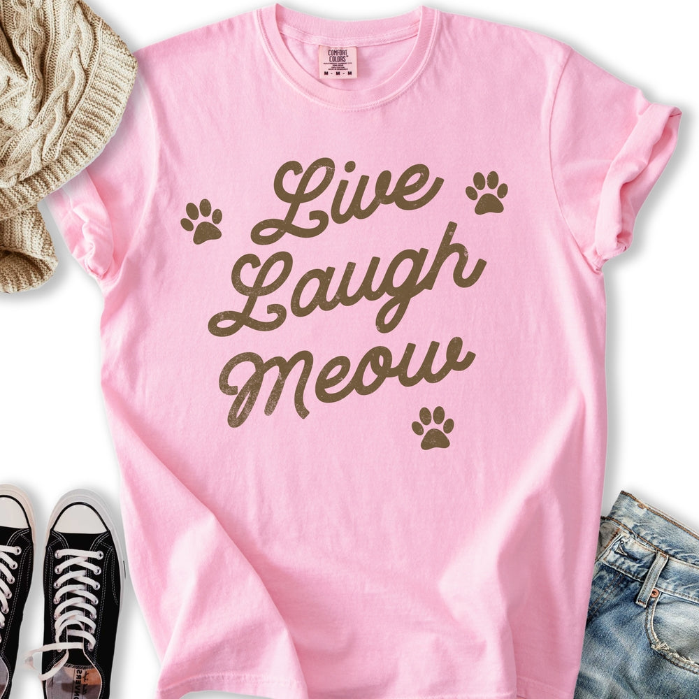 Live Laugh Meow - Adult & Kids T-Shirts, Sweatshirts & Hoodies apparel design preview 2