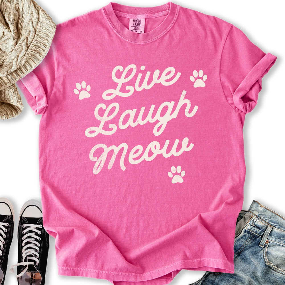 Live Laugh Meow - Adult & Kids T-Shirts, Sweatshirts & Hoodies apparel design preview 1