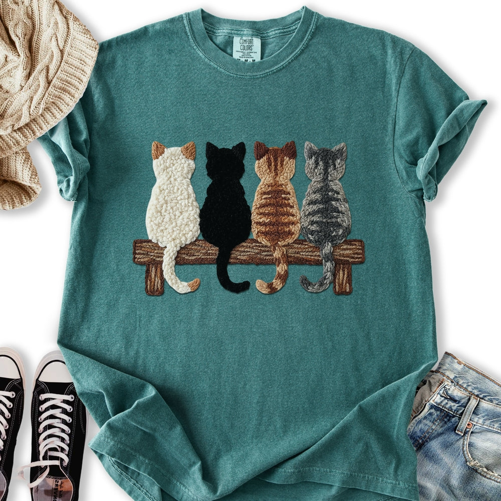 Four Cats Faux Yarn Printed - Adult & Kids T-Shirts, Sweatshirts & Hoodies apparel design preview 2