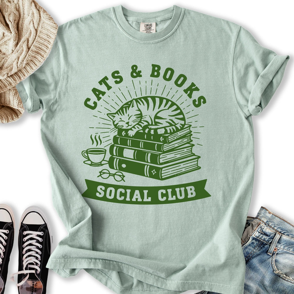 Cats and Books Social - Adult & Kids T-Shirts, Sweatshirts & Hoodies apparel design preview 2