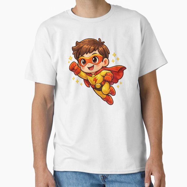 Cute Flying Superhero Kid Sticker Cartoon Style with - Adult & Kids T-Shirts, Sweatshirts & Hoodies apparel design preview 1