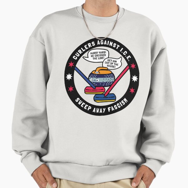 Curlers Against Ice Sweep Away Fascism - Adult & Kids T-Shirts, Sweatshirts & Hoodies apparel design preview 1