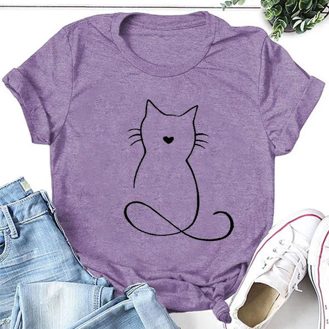 Cat Print Crew Neck Short Sleeve - Adult & Kids T-Shirts, Sweatshirts & Hoodies apparel design preview 2