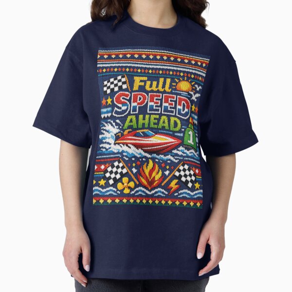 Full Speed Ahead Speedboat Motorboat Knitting Pattern - Adult & Kids T-Shirts, Sweatshirts & Hoodies apparel design preview 1