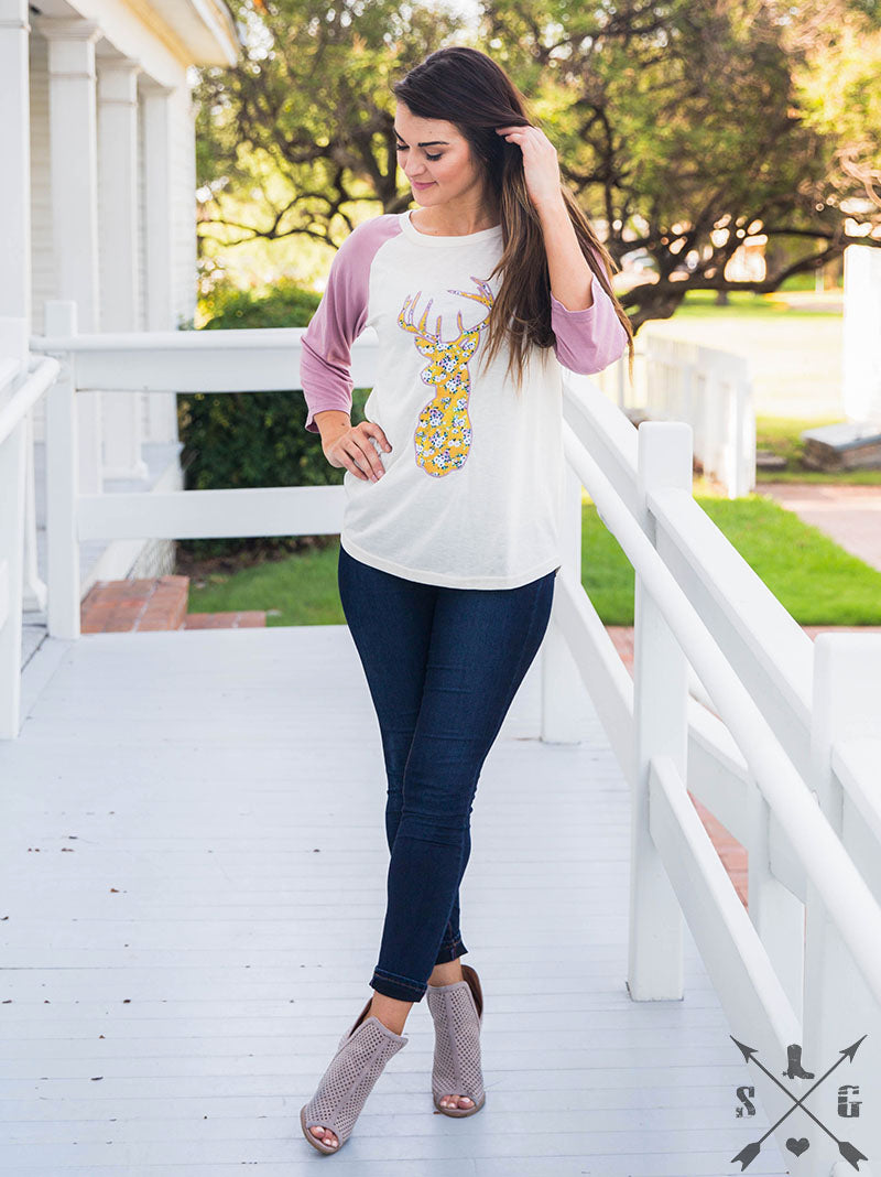 SALE Bjaxx Southern Grace Marigold Deer Raglan - Adult & Kids T-Shirts, Sweatshirts & Hoodies apparel design preview 2