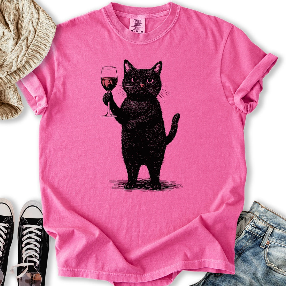 Black Cat Red Wine - Adult & Kids T-Shirts, Sweatshirts & Hoodies apparel design preview 2