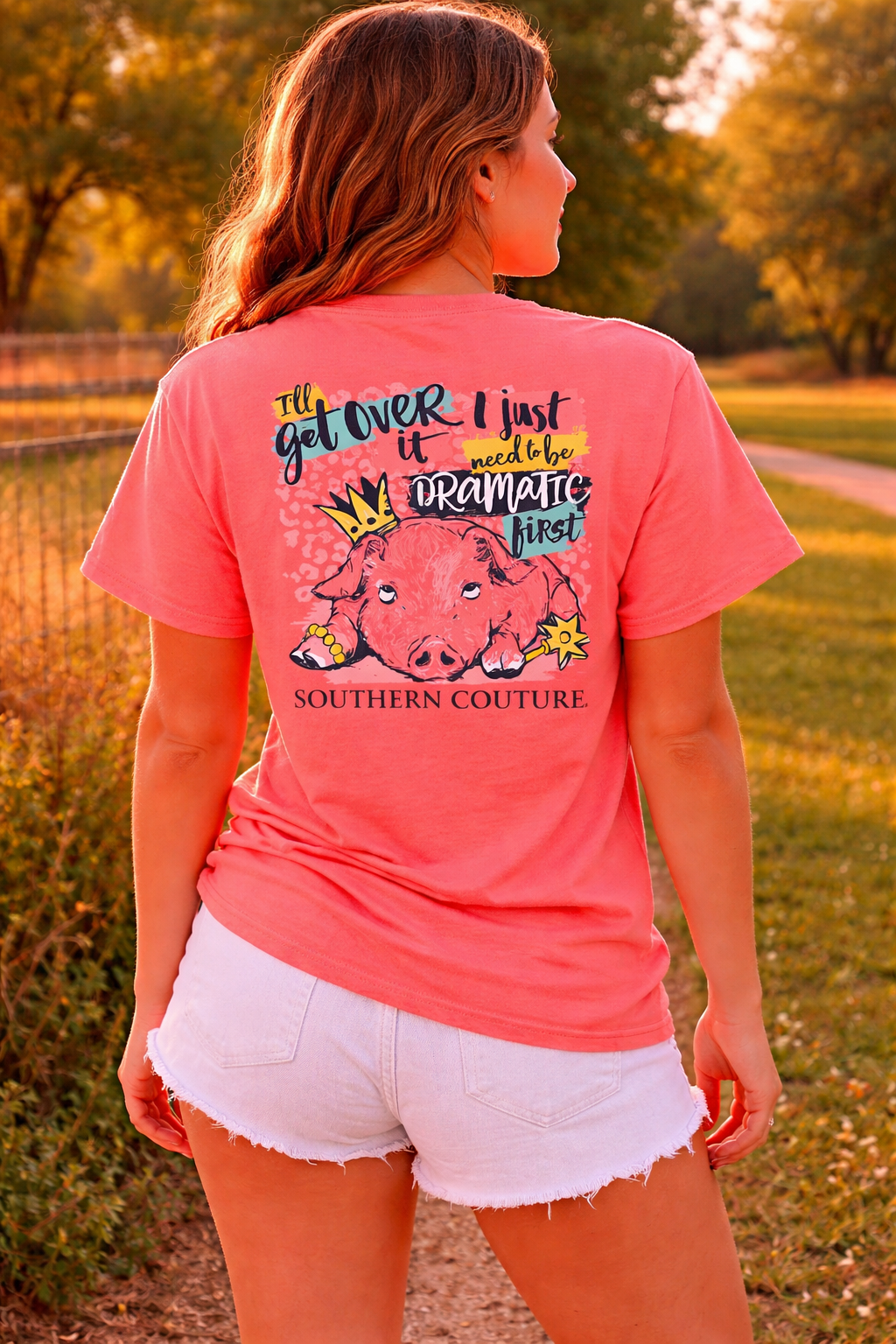 Southern Couture Classic Dramatic Pig - Adult & Kids T-Shirts, Sweatshirts & Hoodies apparel design preview 1